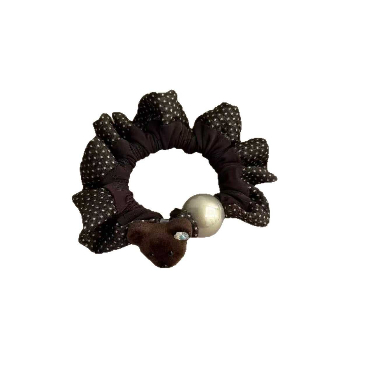 Sweet Polka Dots Scrunchie For Women In Multicolor Polyester Fabric Hair Accessory