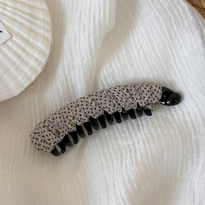 Polka Dots Banana Clip Hairpin For Women In Gauze Material, Perfect For Commute, Available In Dyed Black