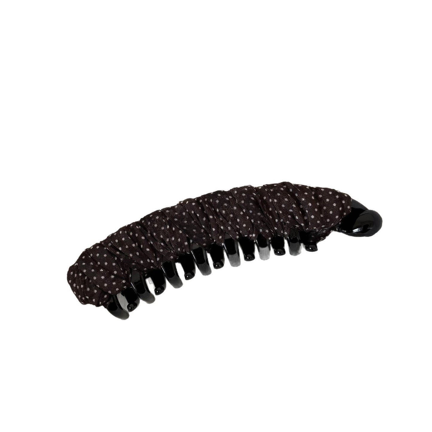 Polka Dots Banana Clip Hairpin For Women In Gauze Material, Perfect For Commute, Available In Dyed Black