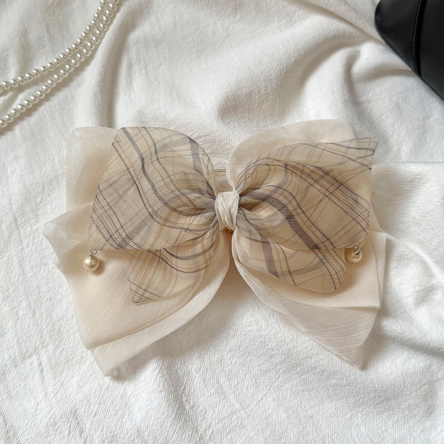 Bow Tie Hair Claws For Women Made Of Gauze, Perfect Hairpin For Summer