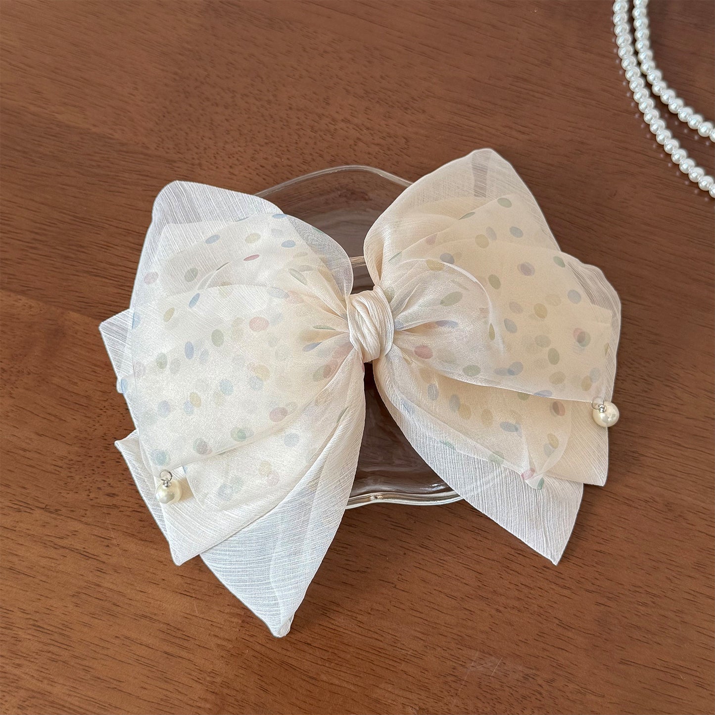 Sweet Bow Tie Hair Claws For Women In Gauze Material, Rainbow Color, Perfect For Autumn Hairpin Accessory