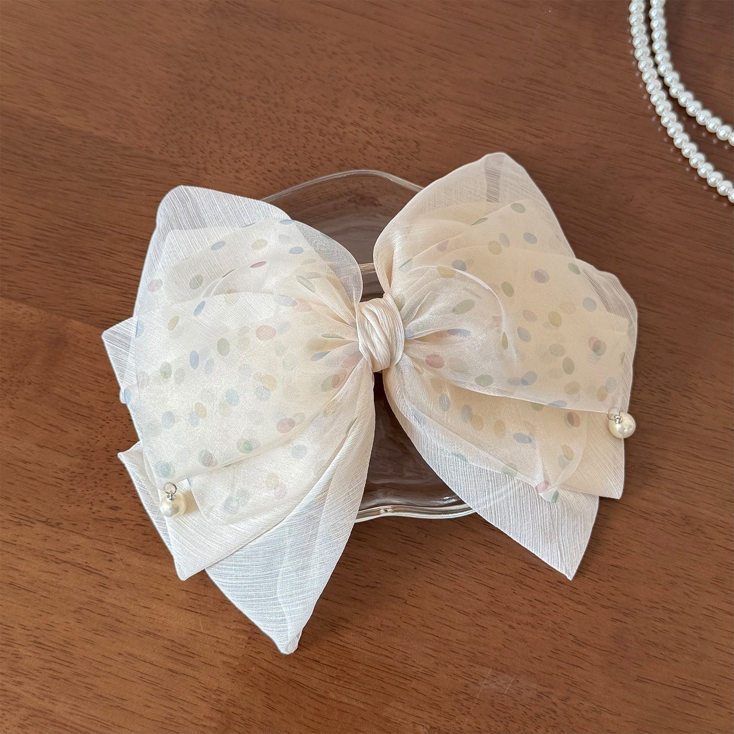 Sweet Bow Tie Hair Claws For Women In Gauze Material, Rainbow Color, Perfect For Autumn Hairpin Accessory