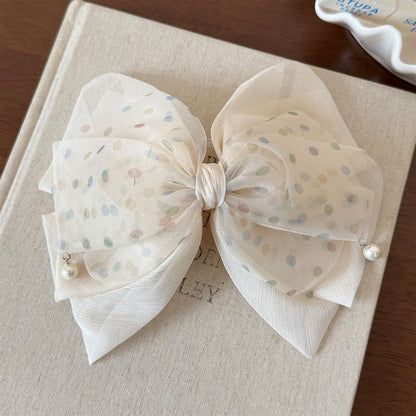 Sweet Bow Tie Hair Claws For Women In Gauze Material, Rainbow Color, Perfect For Autumn Hairpin Accessory