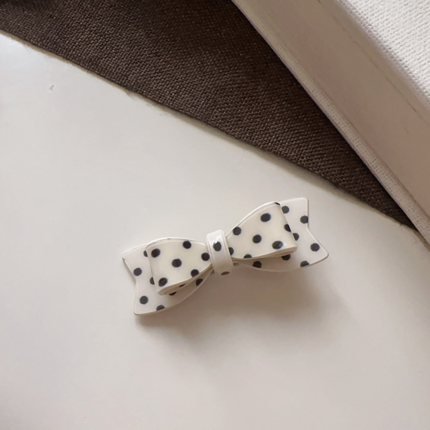 Polka Dots Hairpin In Natural Pink, Made Of Cloth Hair Accessory