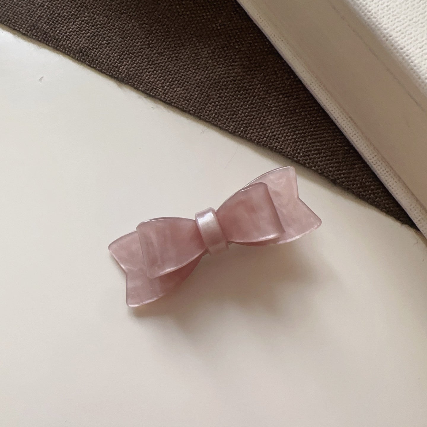 Polka Dots Hairpin In Natural Pink, Made Of Cloth Hair Accessory
