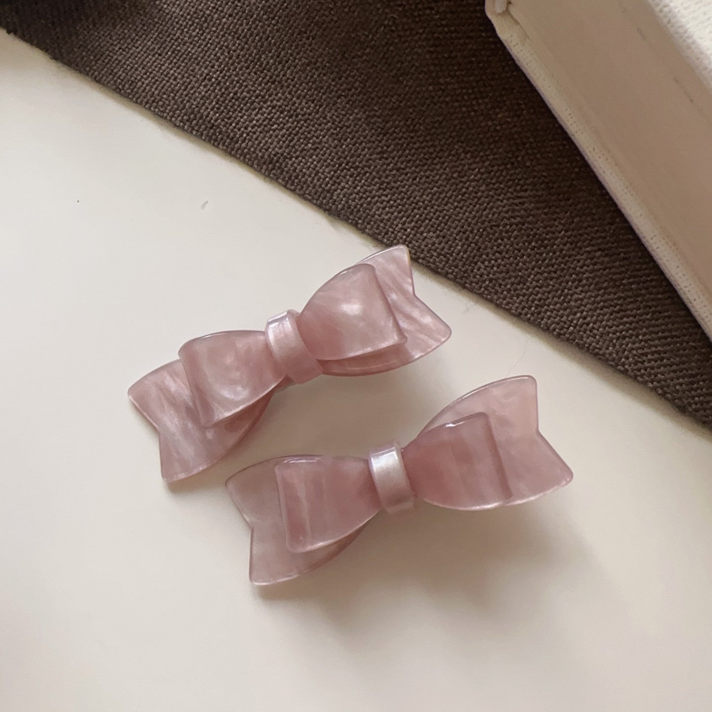 Polka Dots Hairpin In Natural Pink, Made Of Cloth Hair Accessory