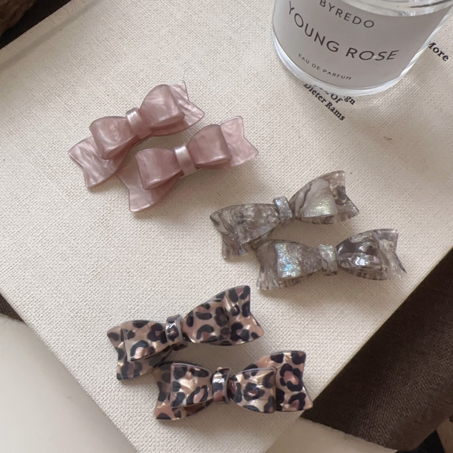 Polka Dots Hairpin In Natural Pink, Made Of Cloth Hair Accessory
