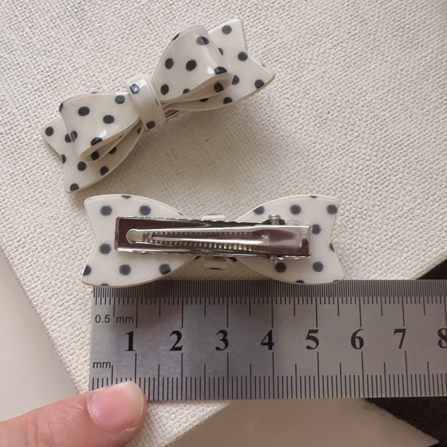 Polka Dots Hairpin In Natural Pink, Made Of Cloth Hair Accessory
