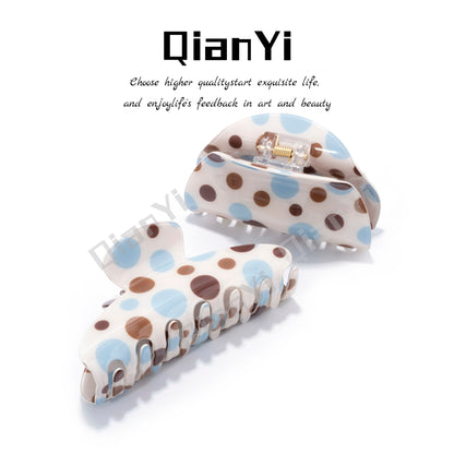 Sweet Polka Dots Hair Claw For Women Made Of Acetic Acid Sheets In Beige