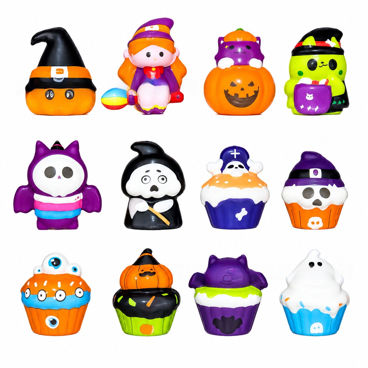 Halloween Pattern PU Squishy Toy Set With 12 Pieces, Slow Rebound Toys For Festive Fun