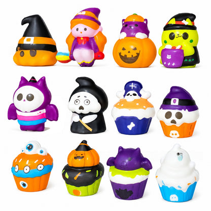 Halloween Pattern PU Squishy Toy Set With 12 Pieces, Slow Rebound Toys For Festive Fun