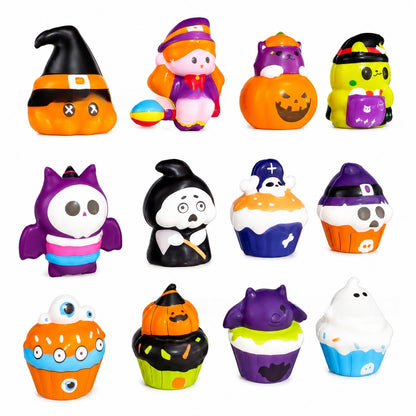 Halloween Pattern PU Squishy Toy Set With 12 Pieces, Slow Rebound Toys For Festive Fun