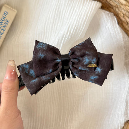 Bow Tie Banana Clip Hairpin For Women, Made Of Cloth, Available In Dyed Black