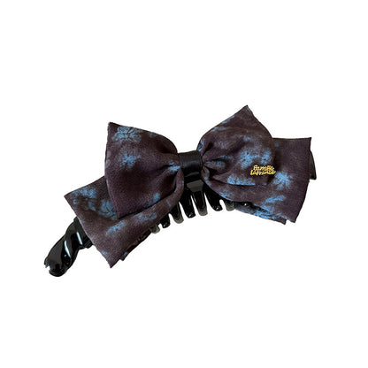 Bow Tie Banana Clip Hairpin For Women, Made Of Cloth, Available In Dyed Black