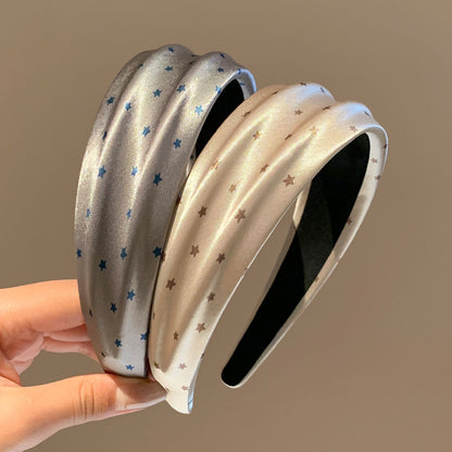 Star Hair Band For Women In Satin Material, Grey Color, Perfect For Summer