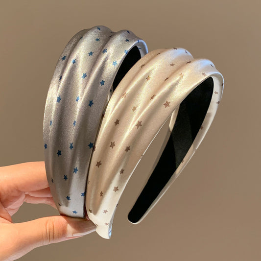 Star Hair Band For Women In Satin Material, Grey Color, Perfect For Summer