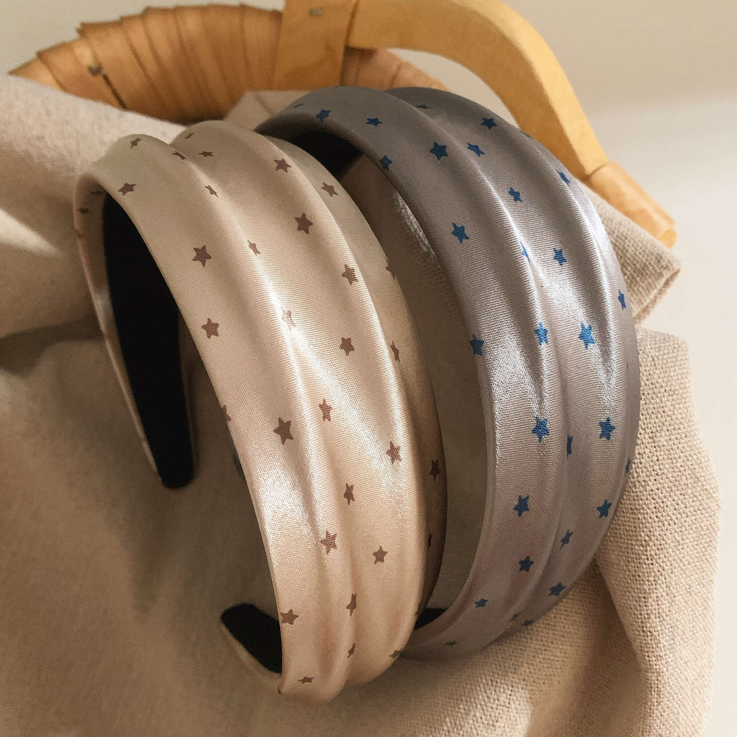 Star Hair Band For Women In Satin Material, Grey Color, Perfect For Summer