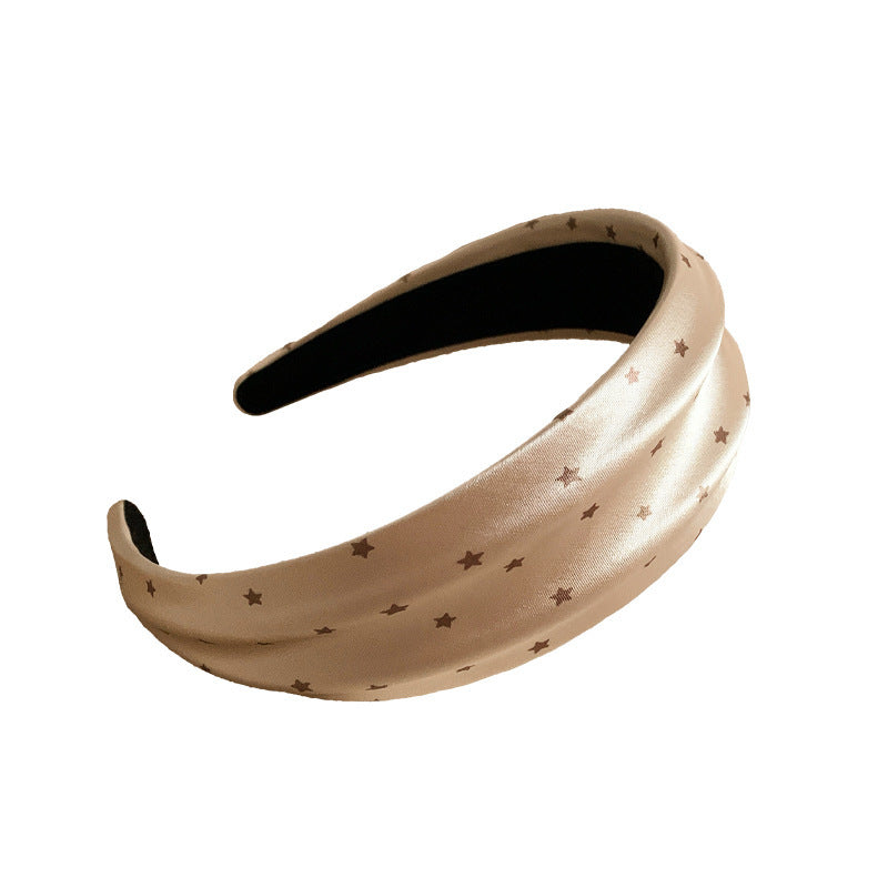 Star Hair Band For Women In Satin Material, Grey Color, Perfect For Summer