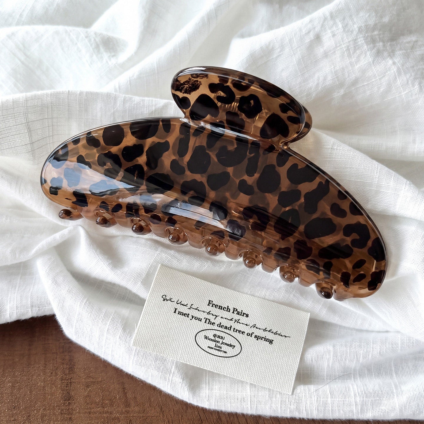 French Style Leopard Print Hair Claws For Women Made Of Acetic Acid Sheets, Perfect For Autumn And Winter