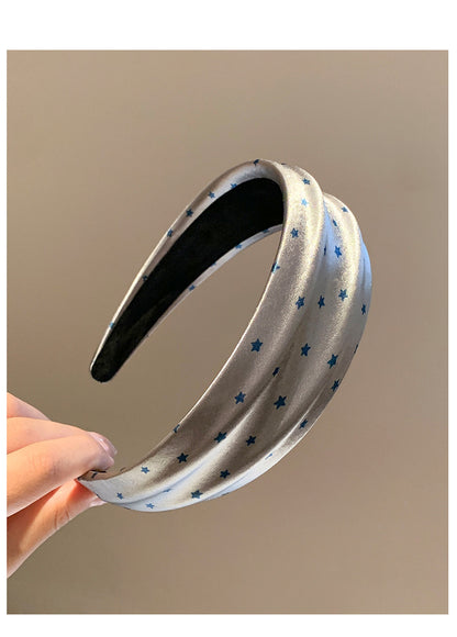 Star Hair Band For Women In Satin Material, Grey Color, Perfect For Summer