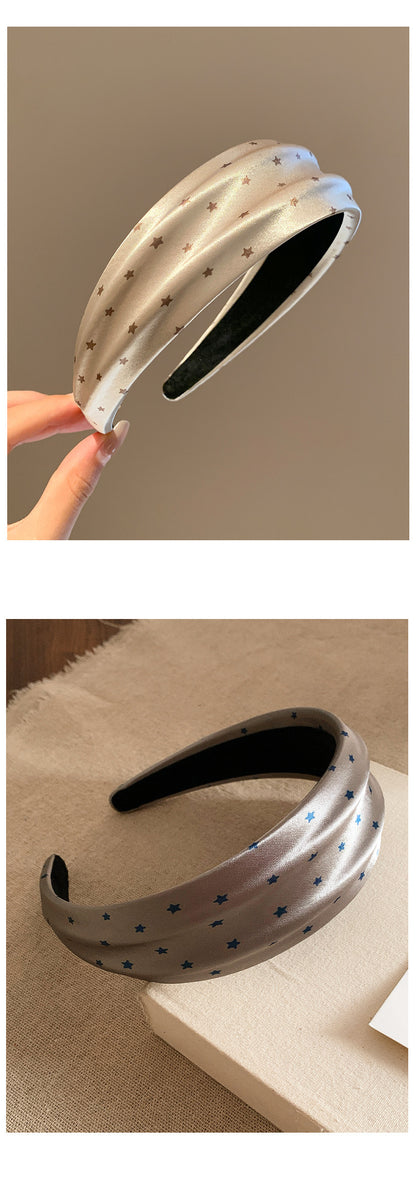 Star Hair Band For Women In Satin Material, Grey Color, Perfect For Summer