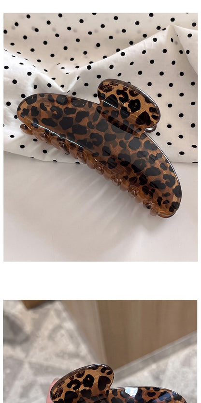 French Style Leopard Print Hair Claws For Women Made Of Acetic Acid Sheets, Perfect For Autumn And Winter