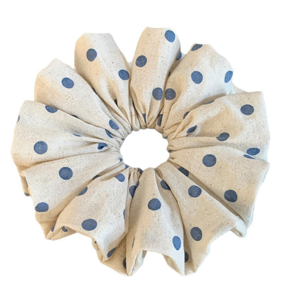Polka Dots Scrunchie For Women In Beige, Cloth Material, Perfect For Autumn Hair Accessories