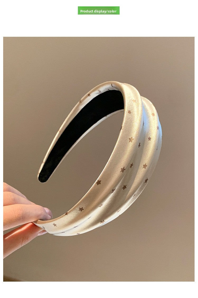 Star Hair Band For Women In Satin Material, Grey Color, Perfect For Summer