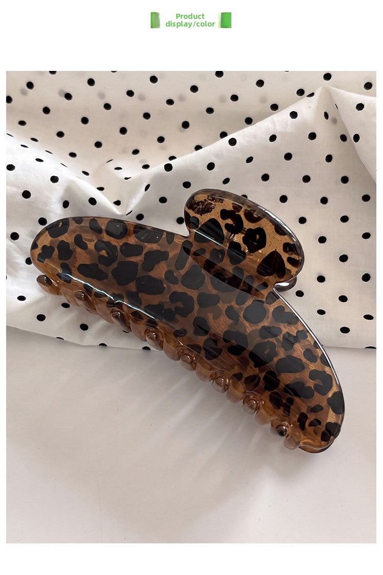French Style Leopard Print Hair Claws For Women Made Of Acetic Acid Sheets, Perfect For Autumn And Winter