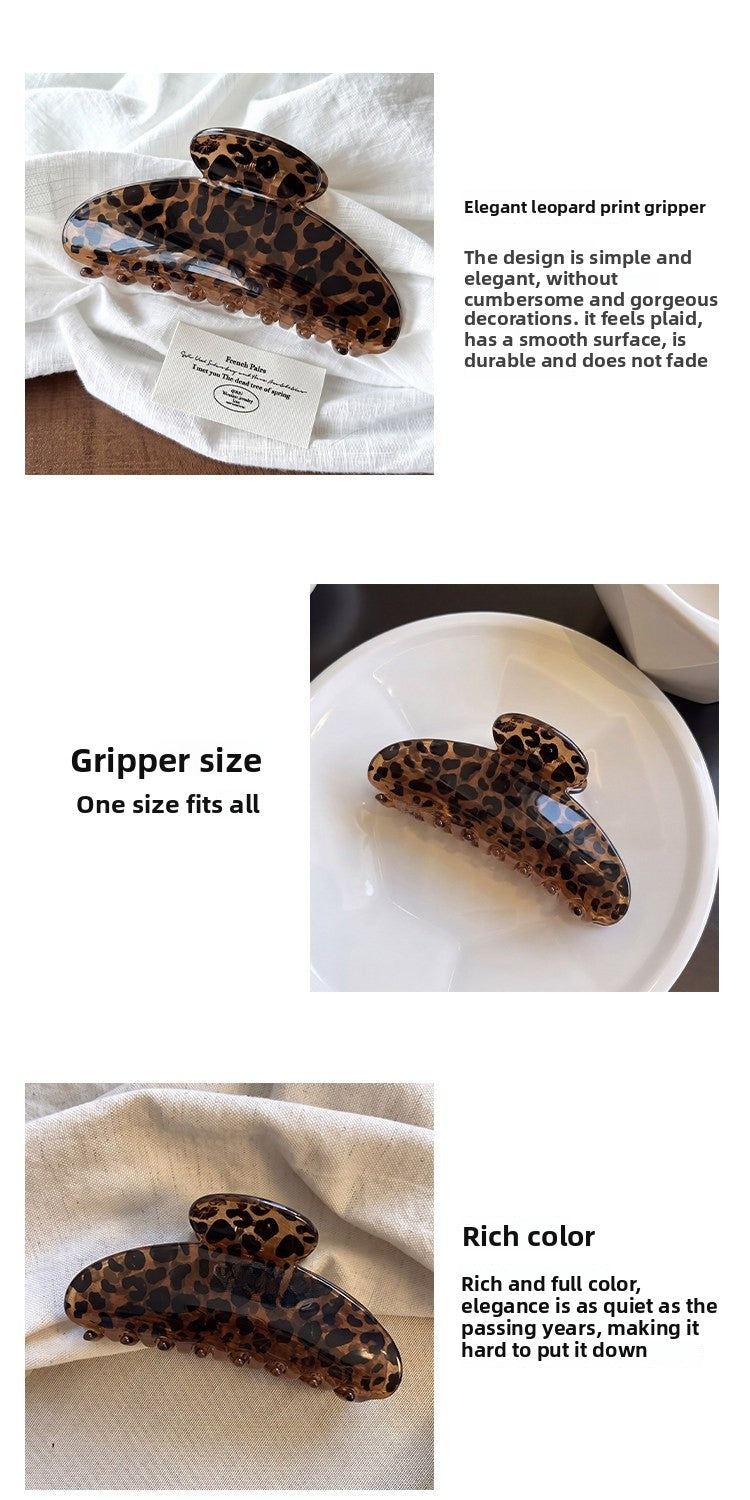 French Style Leopard Print Hair Claws For Women Made Of Acetic Acid Sheets, Perfect For Autumn And Winter