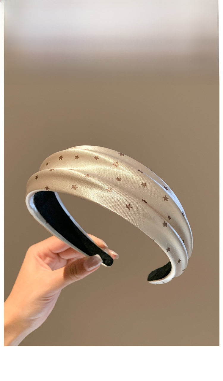 Star Hair Band For Women In Satin Material, Grey Color, Perfect For Summer