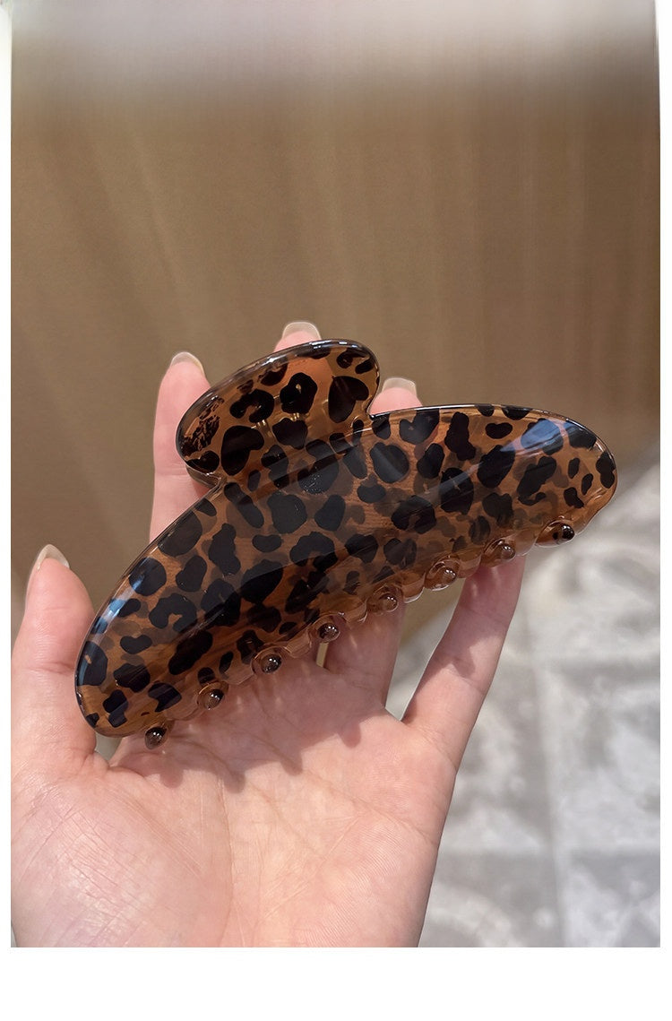 French Style Leopard Print Hair Claws For Women Made Of Acetic Acid Sheets, Perfect For Autumn And Winter