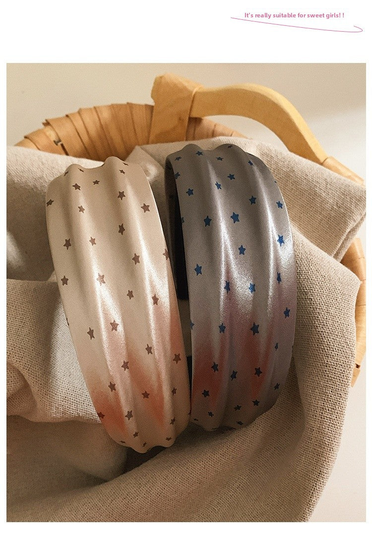 Star Hair Band For Women In Satin Material, Grey Color, Perfect For Summer