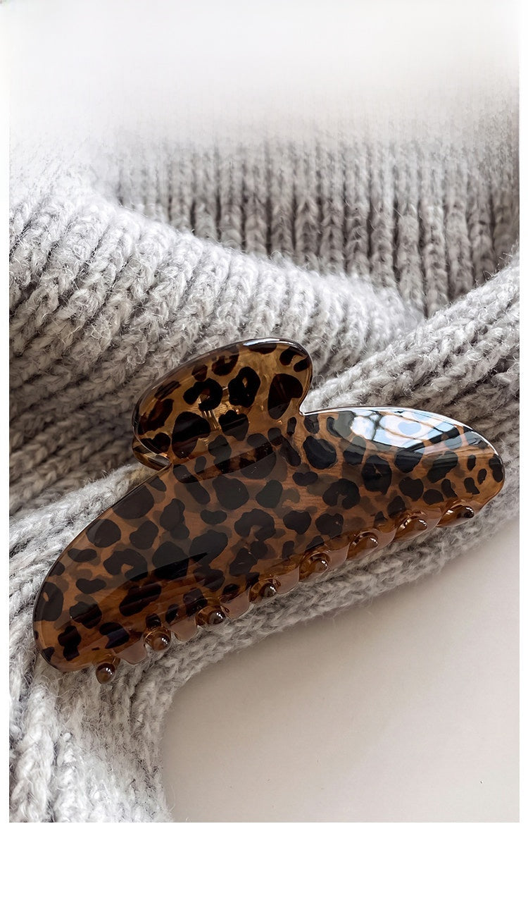 French Style Leopard Print Hair Claws For Women Made Of Acetic Acid Sheets, Perfect For Autumn And Winter