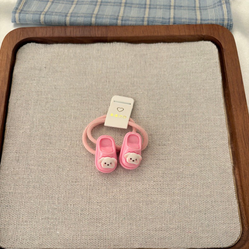 Cute Dog Elastic Hair Tie For Women, Made Of Plastic, In Natural Pink, Perfect For Summer