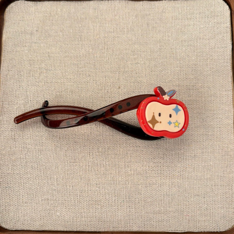 Apple Sweet Style Hair Claws For Women Made Of Resin, Available In Yellow Hairpin