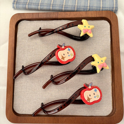 Apple Sweet Style Hair Claws For Women Made Of Resin, Available In Yellow Hairpin