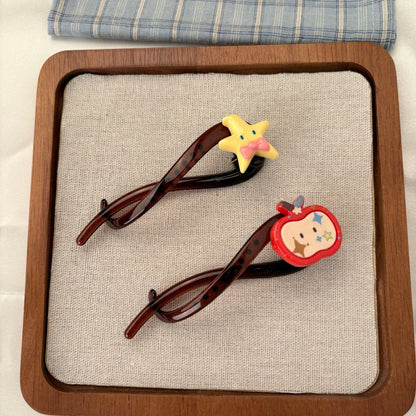 Apple Sweet Style Hair Claws For Women Made Of Resin, Available In Yellow Hairpin