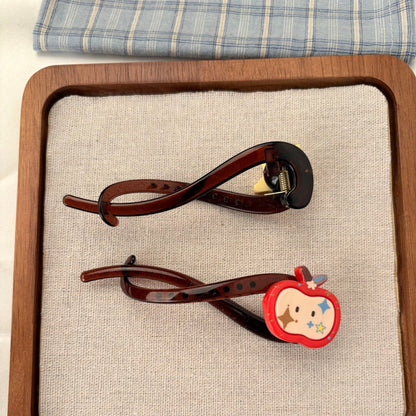 Apple Sweet Style Hair Claws For Women Made Of Resin, Available In Yellow Hairpin