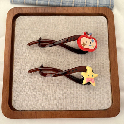 Apple Sweet Style Hair Claws For Women Made Of Resin, Available In Yellow Hairpin