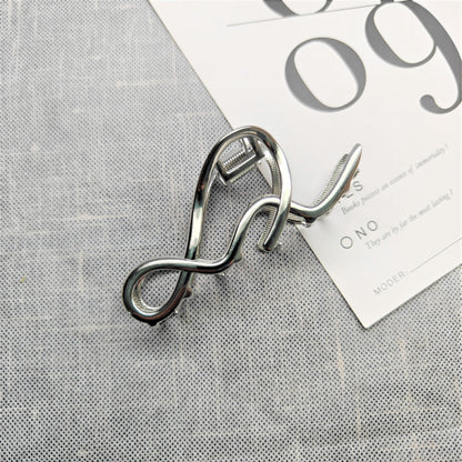 Shark Simple Style Hair Claws For Women In Silver, Made Of Durable Zinc Alloy Hairpin