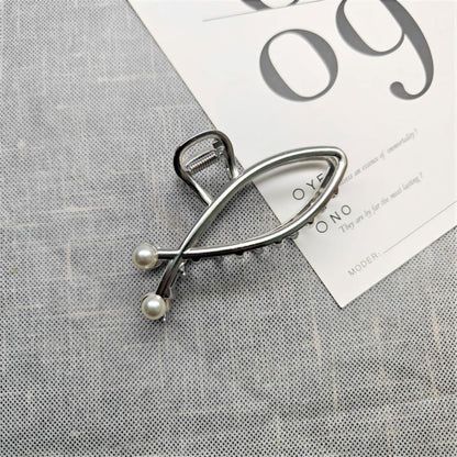 Shark Simple Style Hair Claws For Women In Silver, Made Of Durable Zinc Alloy Hairpin