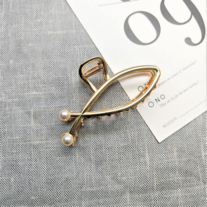 Shark Simple Style Hair Claws For Women In Silver, Made Of Durable Zinc Alloy Hairpin