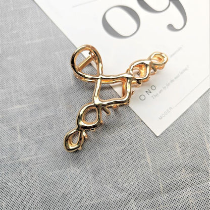 Shark Simple Style Hair Claws For Women In Silver, Made Of Durable Zinc Alloy Hairpin