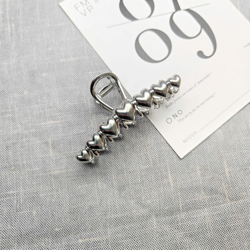 Shark Simple Style Hair Claws For Women In Silver, Made Of Durable Zinc Alloy Hairpin