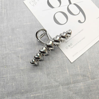 Shark Simple Style Hair Claws For Women In Silver, Made Of Durable Zinc Alloy Hairpin