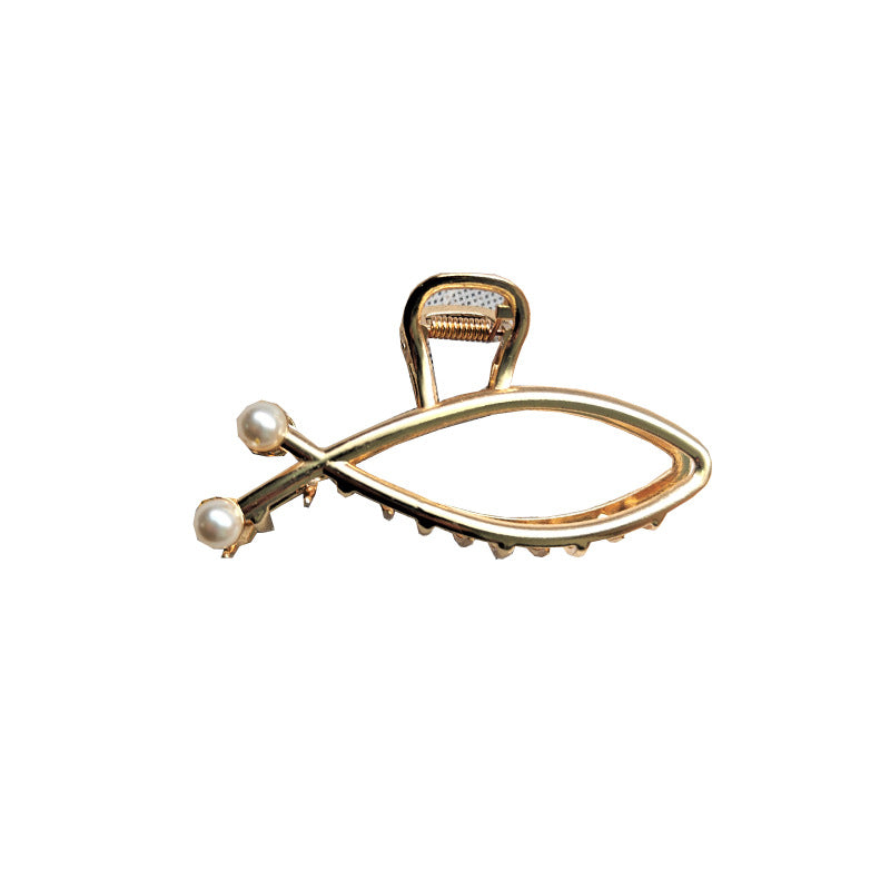 Shark Simple Style Hair Claws For Women In Silver, Made Of Durable Zinc Alloy Hairpin