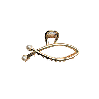 Shark Simple Style Hair Claws For Women In Silver, Made Of Durable Zinc Alloy Hairpin