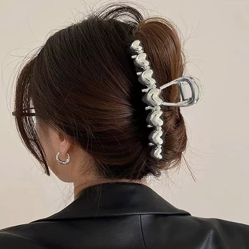 Shark Simple Style Hair Claws For Women In Silver, Made Of Durable Zinc Alloy Hairpin