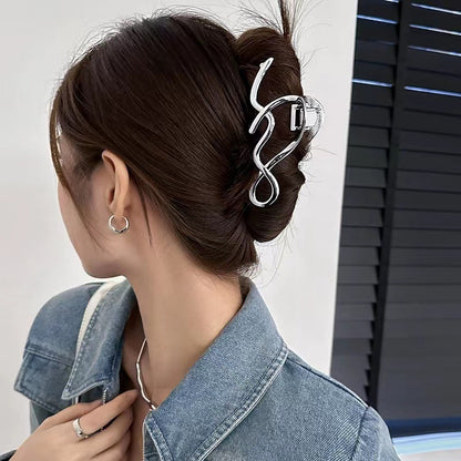Shark Simple Style Hair Claws For Women In Silver, Made Of Durable Zinc Alloy Hairpin